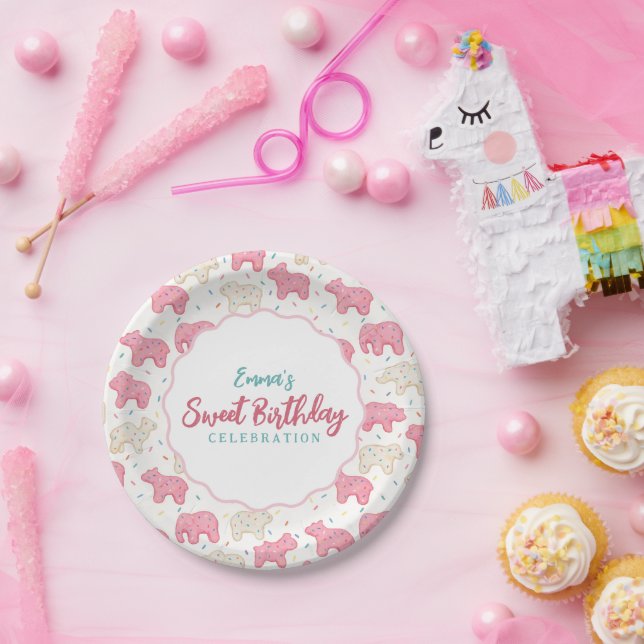 Sweet Frosted Animal Cookies Birthday Paper Plates (Party)