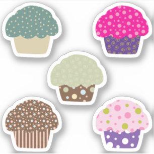 Sweet Frosting Cupcake Illustration Pattern Design Sticker