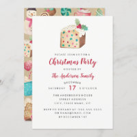 Sweet Fruitcake Christmas Party Card