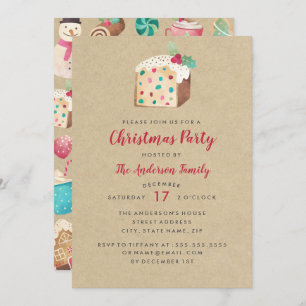 Sweet Fruitcake Christmas Party Invitation