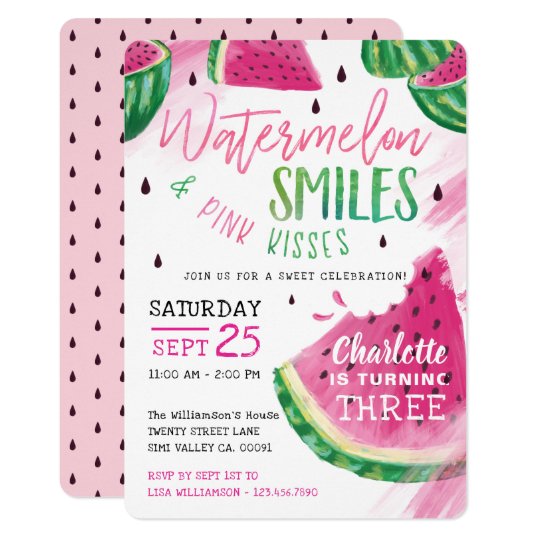 sweet fruity watermelon birthday party invitation zazzle com