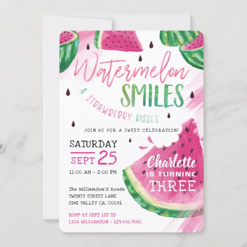 Sweet Fruity Watermelon Birthday Party Invitation