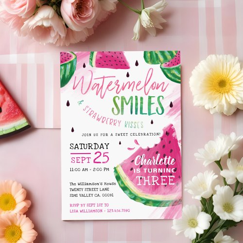 Sweet Fruity Watermelon Birthday Party Invitation