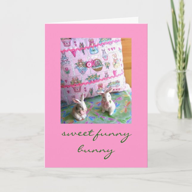 Sweet Funny Bunny Easter and Greeting Card (Front)