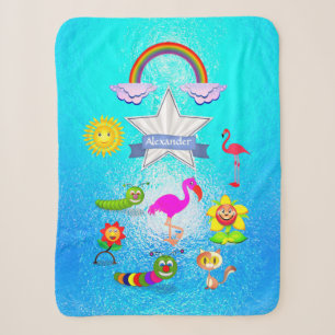 Sweet Funny Cartoon Figures Name Personalize Sherpa Blanket