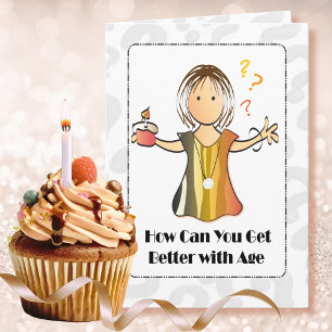 Sweet Funny Female Cartoon Complimentary Birthday Card