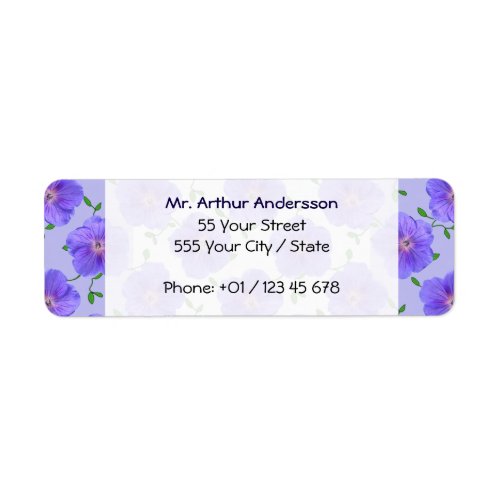 Sweet Garden Blue Geranium Flower on any Color Label