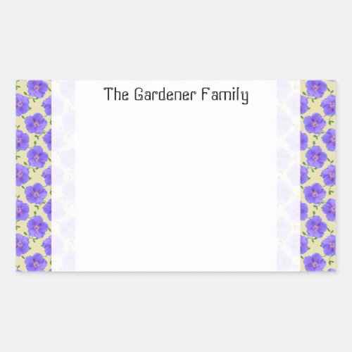 Sweet Garden Blue Geranium Flower on any Color Rectangular Sticker