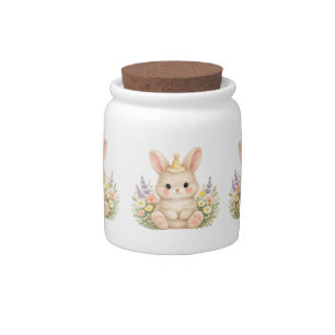 Sweet Garden Bunny Watercolor Art Candy Jar