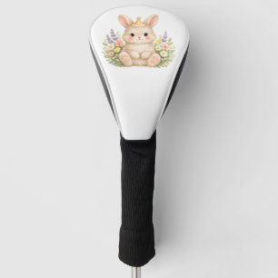 Sweet Garden Bunny Watercolor Art Golf Head Cover