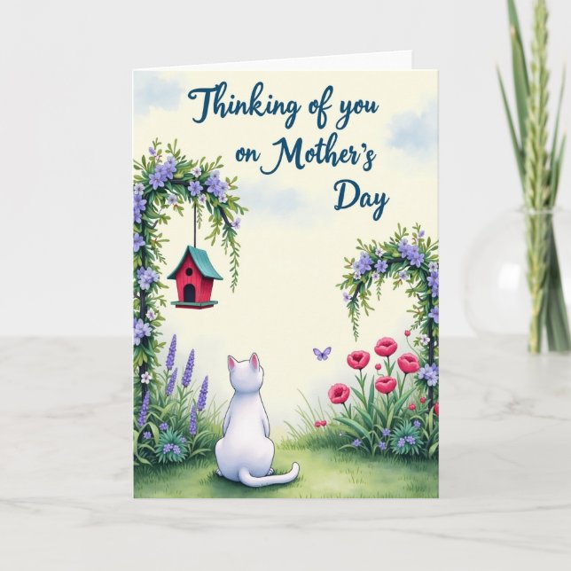 Sweet Garden Cat Mothers Day Card (Front)