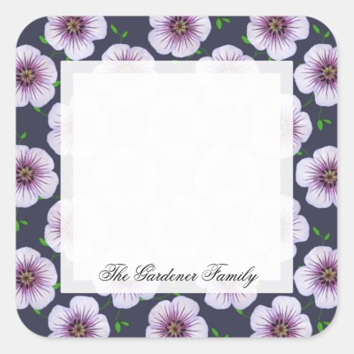 Sweet Garden Pale Blue Geranium Flower any Color Square Sticker