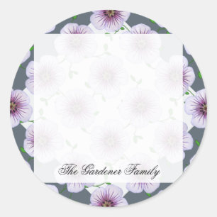 Sweet Garden Pale Blue Geranium Flower onany Color Classic Round Sticker
