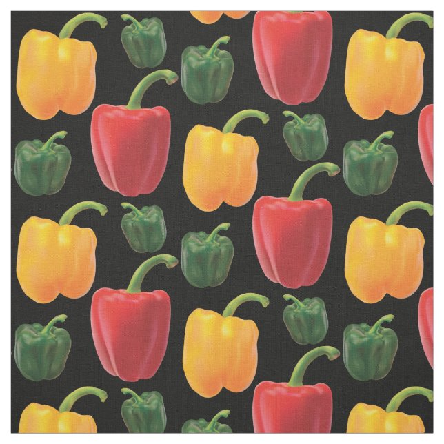 Sweet Garden Peppers Black Sewing Cloth (Swatch)