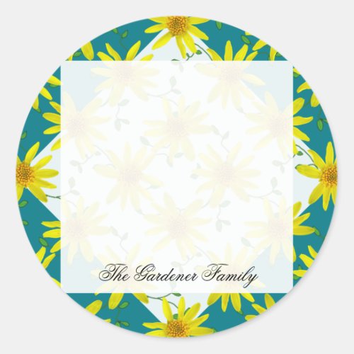 Sweet Garden Yellow Arnica Wildflower on any Color Classic Round Sticker