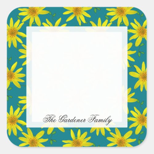 Sweet Garden Yellow Arnica Wildflower on any Color Square Sticker