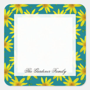 Sweet Garden Yellow Arnica Wildflower on any Color Square Sticker