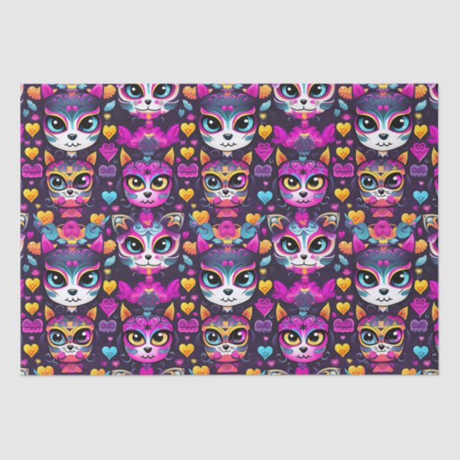 😻 Sweet Gatos de Muertos Fiesta Tissue Paper (Front)