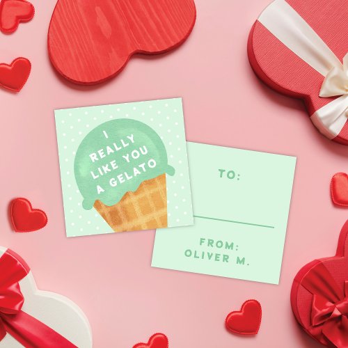 Sweet Gelato Mint Classroom Valentines Day Card