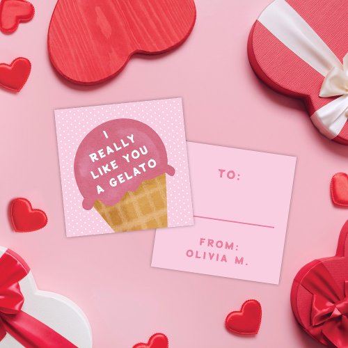 Sweet Gelato Pink Classroom Valentines Day Card