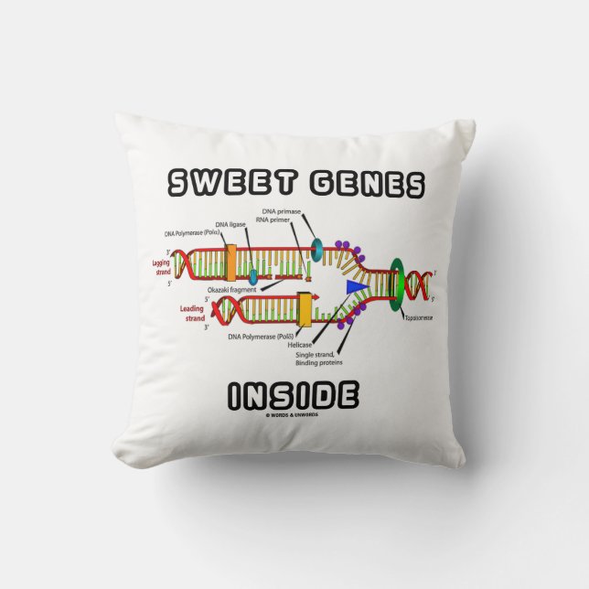 Sweet Genes Inside DNA Replication Humor Throw Pillow (Front)