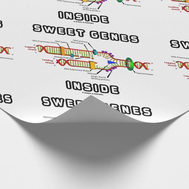 Sweet Genes Inside DNA Replication Humor Wrapping Paper (Corner)