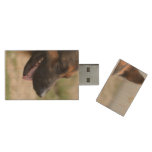 Sweet German Shepherd Dog Wood USB Flash Drive