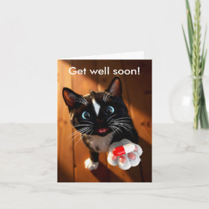 Sweet Get Well Soon Card   Caring Cat