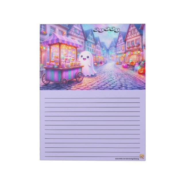 Sweet Ghost Candy Cart Notepad (Rotated)