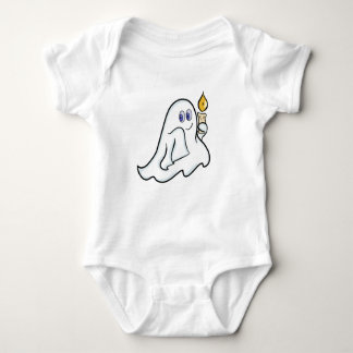 Sweet ghost with candle at Halloween Baby Bodysuit