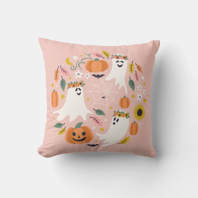 Sweet Ghosties Throw Pillow (Front)