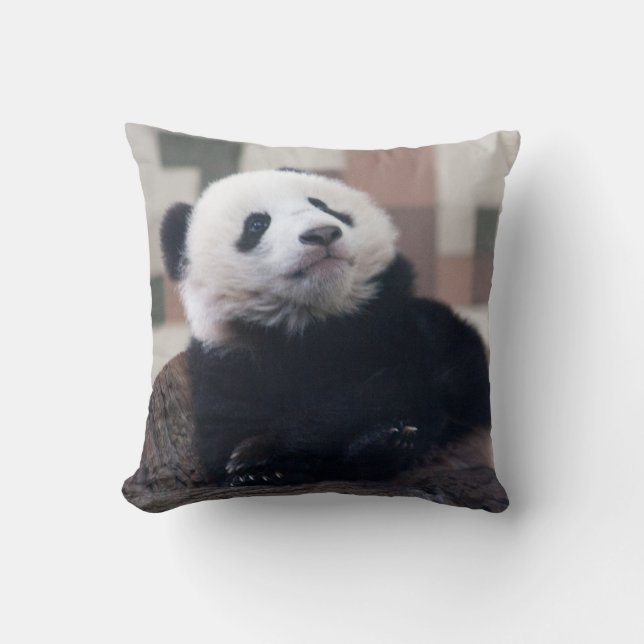Sweet Giant Panda Baby Throw Pillow (Front)