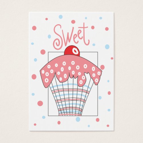 Sweet gift card with cupcake and polka dots business card templates