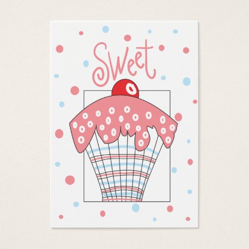 Customizable Sweet gift card with cupcake and polka dots business card templates