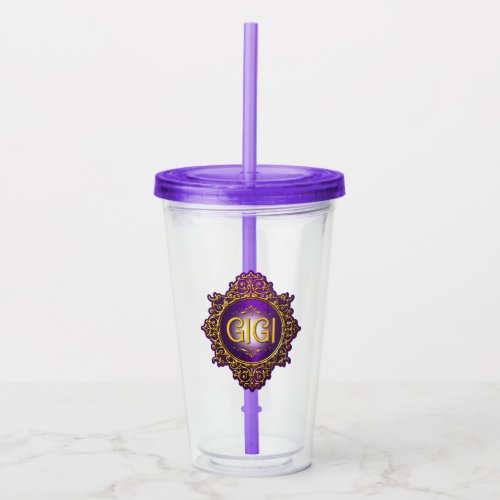 Sweet GIGI Royal Purple  Gold Acrylic Tumbler