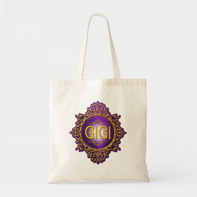 Sweet GIGI Royal Purple & Gold Tote Bag (Front)