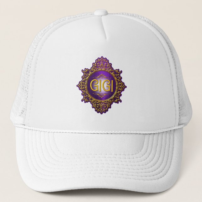 Sweet GIGI Royal Purple & Gold Trucker Hat (Front)