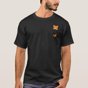 Sweet Ginger Tabby Kitten Peeking from Faux Pocket T-Shirt