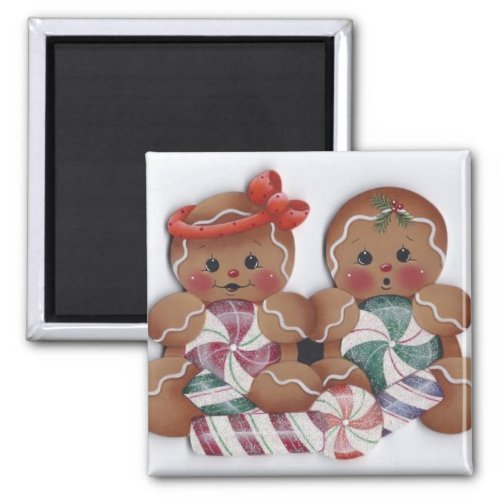 Sweet Gingerbread Candy Twins Kitchen Magnet