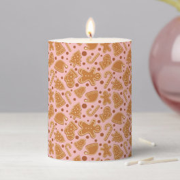 Sweet Gingerbread Christmas Cookies Pastel Pink Pillar Candle