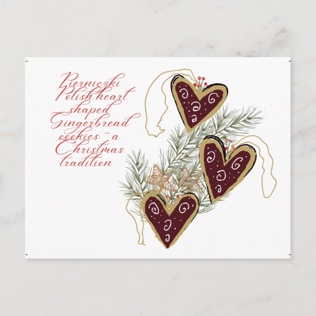 Sweet Gingerbread Holiday Traditions from Poland Invitation Postcard (Front)