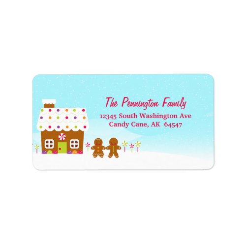 Sweet gingerbread house holiday address label