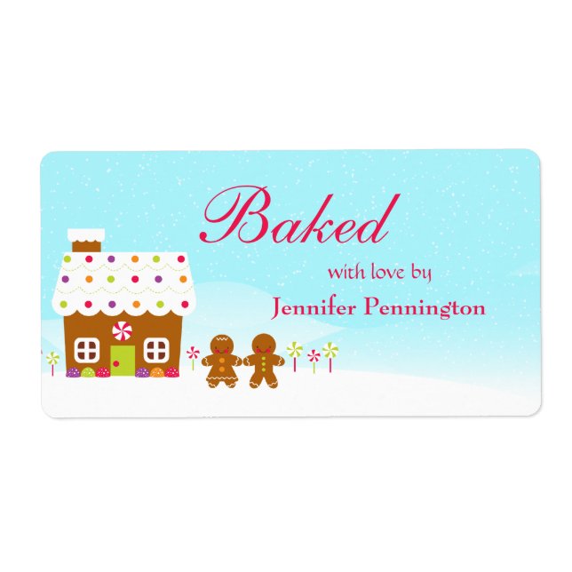 Sweet gingerbread house holiday baked by label (Front)