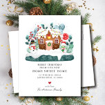 Sweet Gingerbread House Moving Announcement<br><div class="desc">This festive Christmas moving announcement card features an adorable Christmas gingerbread house with Mr. & Mrs. Snowmen. The card is perfect for sending to friends and family during the holiday season to let them know about your new address. The front of the card features the Christmas ornaments and the saying...</div>