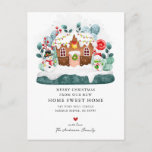 Sweet Gingerbread House Moving Announcement<br><div class="desc">This festive Christmas moving announcement card features an adorable Christmas gingerbread house with Mr. & Mrs. Snowmen. The card is perfect for sending to friends and family during the holiday season to let them know about your new address. The front of the card features the Christmas ornaments and the saying...</div>