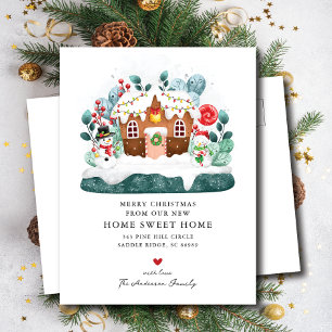 Sweet Gingerbread House Moving Announcement  Postcard