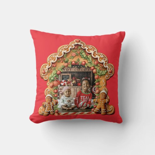 Sweet Gingerbread House Photo Throw Pillow