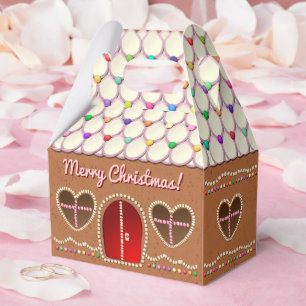 Sweet Gingerbread House With Heart Shaped Windows Favor Boxes