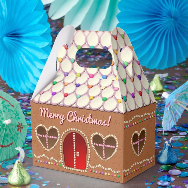 Sweet Gingerbread House With Heart Shaped Windows Favor Boxes (Party)