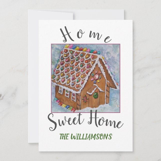Sweet Gingerbread House with photo Holiday Card (Front)